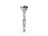 White gold Fancy Black Heart Cut Diamond Solitaire Engagement Ring with Twisted Pavé Band and Four-Prong Setting_62