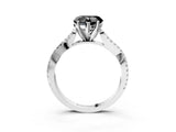 White gold Fancy Black Heart Cut Diamond Solitaire Engagement Ring with Twisted Pavé Band and Four-Prong Setting_63