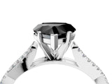 White gold Fancy Black Heart Cut Diamond Solitaire Engagement Ring with Twisted Pavé Band and Four-Prong Setting_64