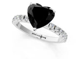 White gold Fancy Black Heart Cut Diamond Solitaire Pavé Band with Four-Prong Setting_1