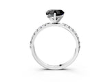 White gold Fancy Black Heart Cut Diamond Solitaire Pavé Band with Four-Prong Setting_3