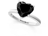 White gold Fancy Black Heart Cut Diamond Solitaire Ring with Classic Band and Four-Prong Setting_1