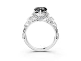 White gold Fancy Black Heart Cut Diamond Solitaire Ring with Filigree Band and Four-Prong Setting_15