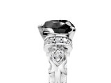 White gold Fancy Black Heart Cut Diamond Solitaire Ring with Filigree Band and Four-Prong Setting_17