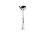 White gold Fancy Black Heart Cut Diamond Solitaire Ring with Flower Prong Setting and Classic Band_38