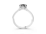 White gold Fancy Black Heart Cut Diamond Solitaire Ring with Flower Prong Setting and Classic Band_72