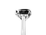 White gold Fancy Black Heart Cut Diamond Solitaire Ring with Flower Prong Setting and Classic Band_83