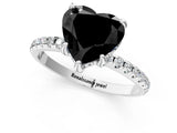 White gold Fancy Black Heart Cut Diamond Solitaire Ring with Four-Prong Setting and Pavé Band_4