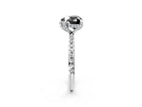 White gold Fancy Black Heart Cut Diamond Solitaire Ring with Four-Prong Setting and Pavé Band_5