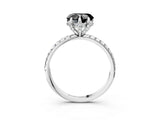 White gold Fancy Black Heart Cut Diamond Solitaire Ring with Four-Prong Setting and Pavé Band_6