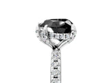 White gold Fancy Black Heart Cut Diamond Solitaire Ring with Four-Prong Setting and Pavé Band_8