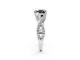 White gold Fancy Black Heart Cut Diamond Solitaire Ring with Four-Prong Setting and Twisted Pavé Band_2