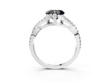 White gold Fancy Black Heart Cut Diamond Solitaire Ring with Four-Prong Setting and Twisted Pavé Band_3