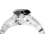 White gold Fancy Black Heart Cut Diamond Solitaire Ring with Four-Prong Setting and Twisted Pavé Band_4