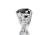 White gold Fancy Black Heart Cut Diamond Solitaire Ring with Four-Prong Setting and Twisted Pavé Band_5