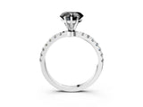 White gold Fancy Black Heart Cut Diamond Solitaire Ring with Pavé Accents and Four-Prong Setting_3