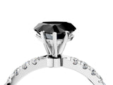 White gold Fancy Black Heart Cut Diamond Solitaire Ring with Pavé Accents and Four-Prong Setting_4