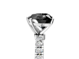 White gold Fancy Black Heart Cut Diamond Solitaire Ring with Pavé Accents and Four-Prong Setting_5