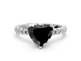 White gold Fancy Black Heart Cut Diamond Solitaire Ring with Pavé Band and Four-Prong Setting_12