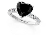 White gold Fancy Black Heart Cut Diamond Solitaire Ring with Pavé Band and Four-Prong Setting_13