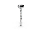 White gold Fancy Black Heart Cut Diamond Solitaire Ring with Pavé Band and Four-Prong Setting_14