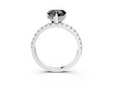 White gold Fancy Black Heart Cut Diamond Solitaire Ring with Pavé Band and Four-Prong Setting_15