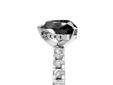 White gold Fancy Black Heart Cut Diamond Solitaire Ring with Pavé Band and Four-Prong Setting_17