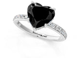 White gold Fancy Black Heart Cut Diamond Solitaire Ring with Pavé Band and Hidden Halo_73