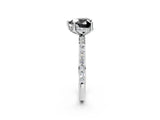 White gold Fancy Black Heart Cut Diamond Solitaire Ring with Pavé Band and Hidden Halo_74