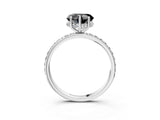 White gold Fancy Black Heart Cut Diamond Solitaire Ring with Pavé Band and Hidden Halo_75