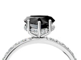 White gold Fancy Black Heart Cut Diamond Solitaire Ring with Pavé Band and Hidden Halo_76