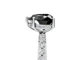 White gold Fancy Black Heart Cut Diamond Solitaire Ring with Pavé Band and Hidden Halo_77