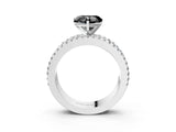 White gold Fancy Black Heart Cut Diamond Solitaire Ring with Pavé and Channel Set Band_3