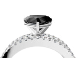White gold Fancy Black Heart Cut Diamond Solitaire Ring with Pavé and Channel Set Band_4