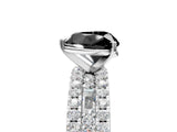 White gold Fancy Black Heart Cut Diamond Solitaire Ring with Pavé and Channel Set Band_5