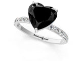 White gold Fancy Black Heart Cut Diamond Solitaire Ring with Pave Band and Four Prong Setting_25