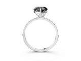 White gold Fancy Black Heart Cut Diamond Solitaire Ring with Pave Band and Four Prong Setting_27