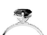 White gold Fancy Black Heart Cut Diamond Solitaire Ring with Pave Band and Four Prong Setting_28