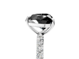 White gold Fancy Black Heart Cut Diamond Solitaire Ring with Pave Band and Four Prong Setting_29