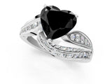 White gold Fancy Black Heart Cut Diamond Solitaire Ring with Prong Setting and Twisted Pavé Band_25
