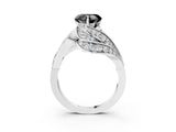 White gold Fancy Black Heart Cut Diamond Solitaire Ring with Prong Setting and Twisted Pavé Band_27