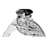 White gold Fancy Black Heart Cut Diamond Solitaire Ring with Prong Setting and Twisted Pavé Band_28