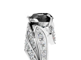 White gold Fancy Black Heart Cut Diamond Solitaire Ring with Prong Setting and Twisted Pavé Band_29