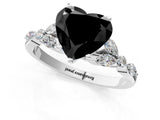 White gold Fancy Black Heart Cut Diamond Solitaire Ring with Side Stones and Four-Prong Setting_37