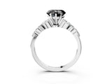 White gold Fancy Black Heart Cut Diamond Solitaire Ring with Side Stones and Four-Prong Setting_39