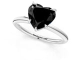 White gold Fancy Black Heart Cut Diamond Solitaire Ring with Thin Band and Four-Prong Setting_1