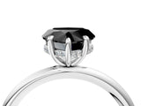 White gold Fancy Black Heart Cut Diamond Solitaire Ring with Thin Band and Four-Prong Setting_4