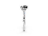 White gold Fancy Black Heart Cut Diamond Solitaire with Side Baguettes and Channel Set Band_2
