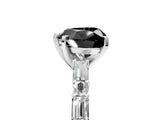 White gold Fancy Black Heart Cut Diamond Solitaire with Side Baguettes and Channel Set Band_5