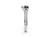 White gold Fancy Black Heart Cut Diamond Split Shank Engagement Ring with Pavé Band_2